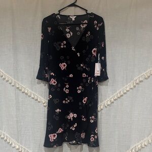 Candie's Black and Pink Floral Midi Dress